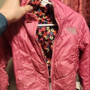 The North Face Kids Floral Lined Pink Puffer Jacket